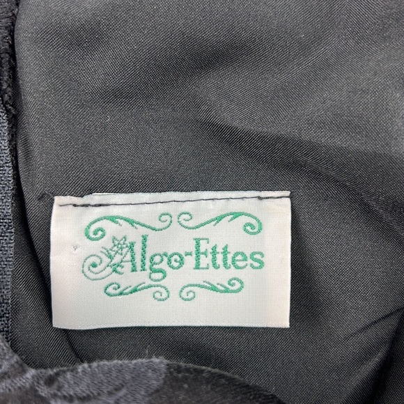 Algo-Ettes  vintage black damask scalloped mini dress with flared skirt - Picture 6 of 9